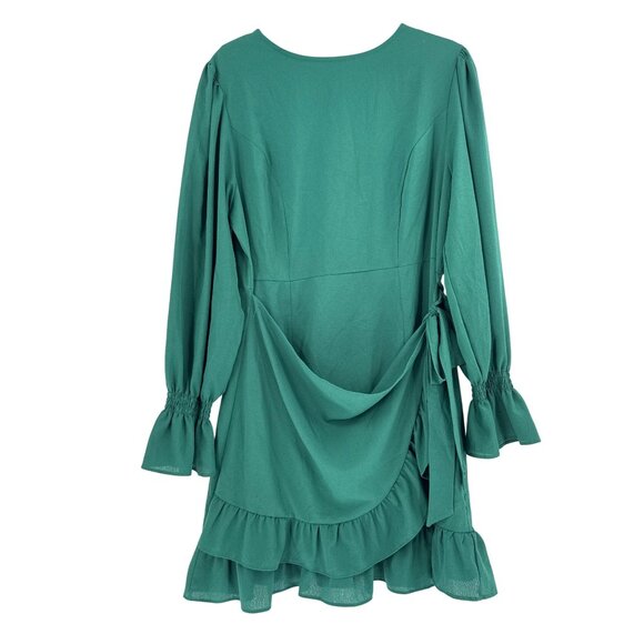 Green Ruffle Long Sleeve Dress XL - Picture 1 of 9